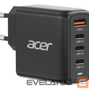Valdiklis Acer  67W PD GaN Charger, 2 x USB C and 1 x USB A, EU Plug, 100W USB C cable, Black (Retail Pack) 