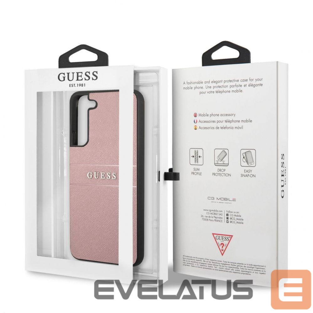 Nugarėlės dėklai Guess Samsung Samsung S22 Plus PU Leather Saffiano Case Pink