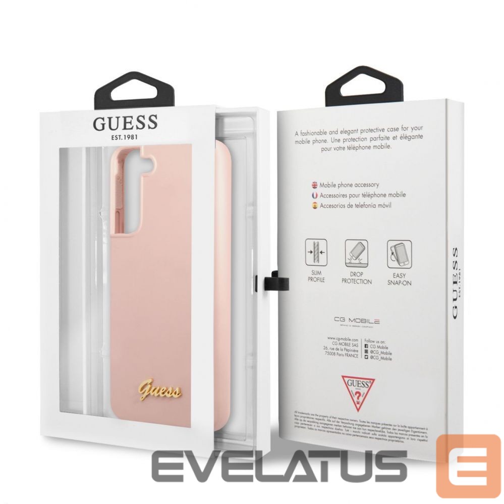 Nugarėlės dėklai Guess - Samsung S22 Plus Silicone Metal Logo Case Pink