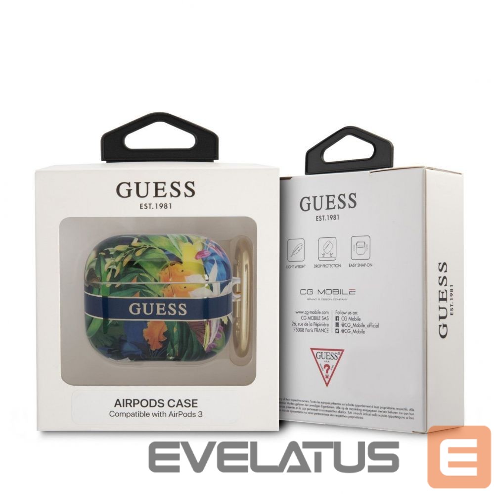 Dėklai ausinėms Guess Apple Airpods 3 TPU Flower Print Case Blue