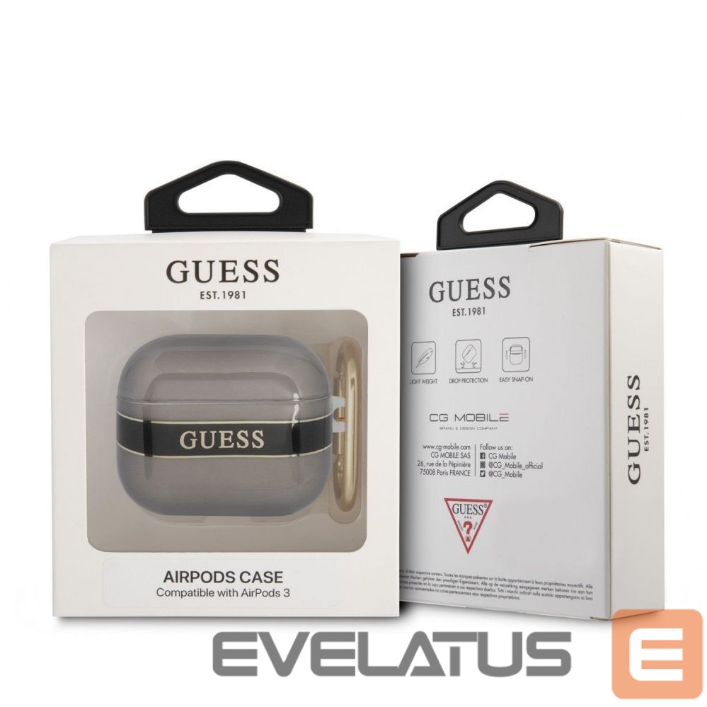 Dėklai ausinėms Guess Apple Airpods 3 TPU Printed Stripe Case Black