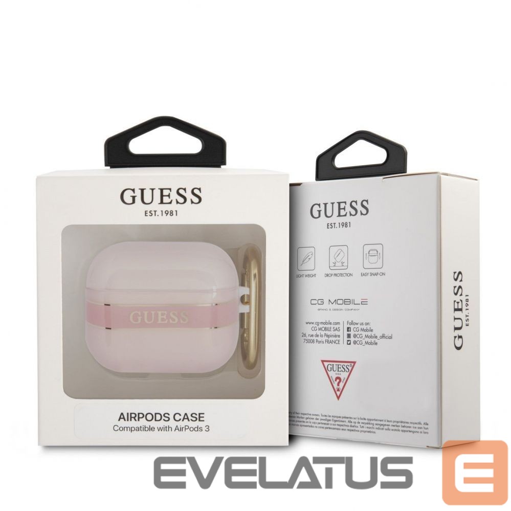 Dėklai ausinėms Guess Apple Airpods 3 TPU Printed Stripe Case Pink