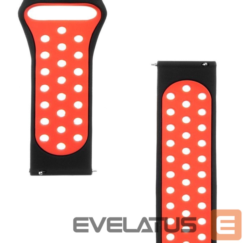 Dirželis Tactical 20mm Double Silicone Watch Band Black Red