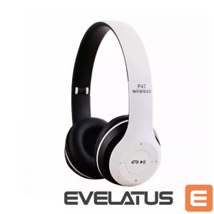 Belaidės ausinės iWear  BITS Noise Cancell Foldable Bluetooth 5.0 Wireless Headset FM Radio / MP3 Mico SD and Phone White