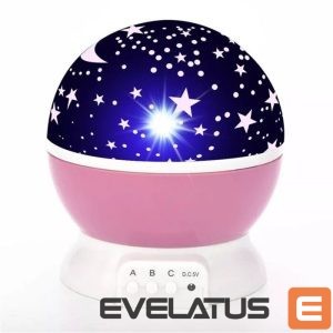 LED lemputė Elight  L1 2in1 Star Sky projector and Night lamp with 4x AAA / USB Cable 220V Power Pink