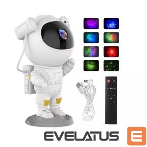 LED Prožektorius CP  3D Astronout 360 degree Rotate Head Star Sky & Nebula projector with Remote White