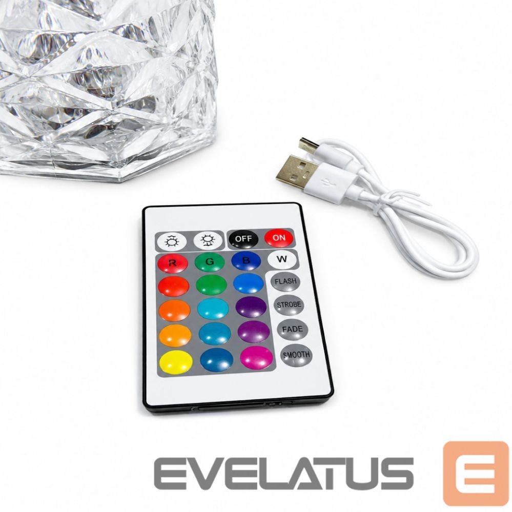 Stalinė lempa iLike Crystal Touch RGB LED Lamp with Bluetooth Speaker, Ambient Night Light, Remote Control