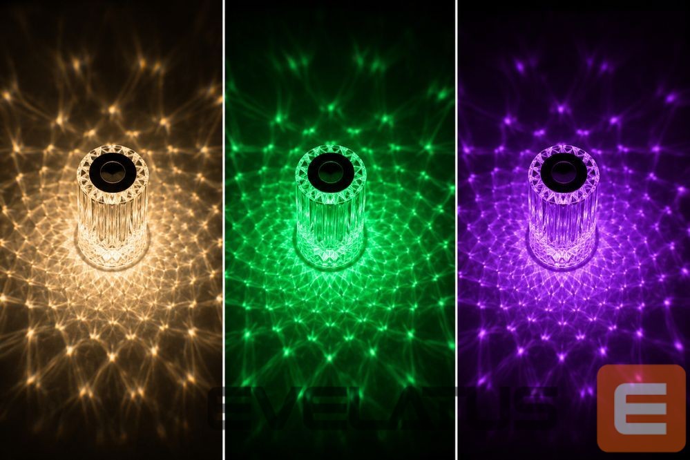 Stalinė lempa iLike Crystal Touch RGB LED Table Lamp with Bluetooth Speaker, Ambient Night Light & Remote Control