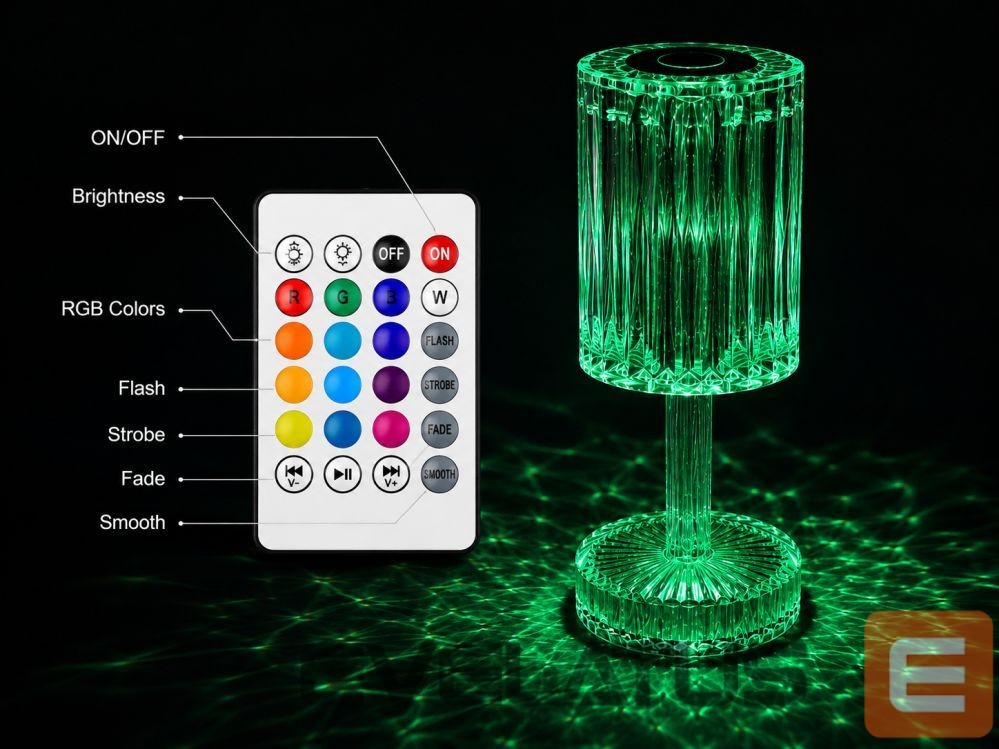 Stalinė lempa iLike Crystal Touch RGB LED Table Lamp with Bluetooth Speaker, Ambient Night Light & Remote Control
