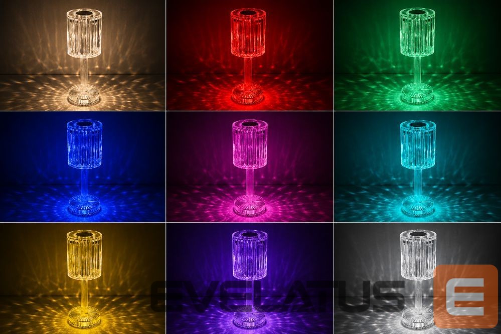 Stalinė lempa iLike Crystal Touch RGB LED Table Lamp with Bluetooth Speaker, Ambient Night Light & Remote Control