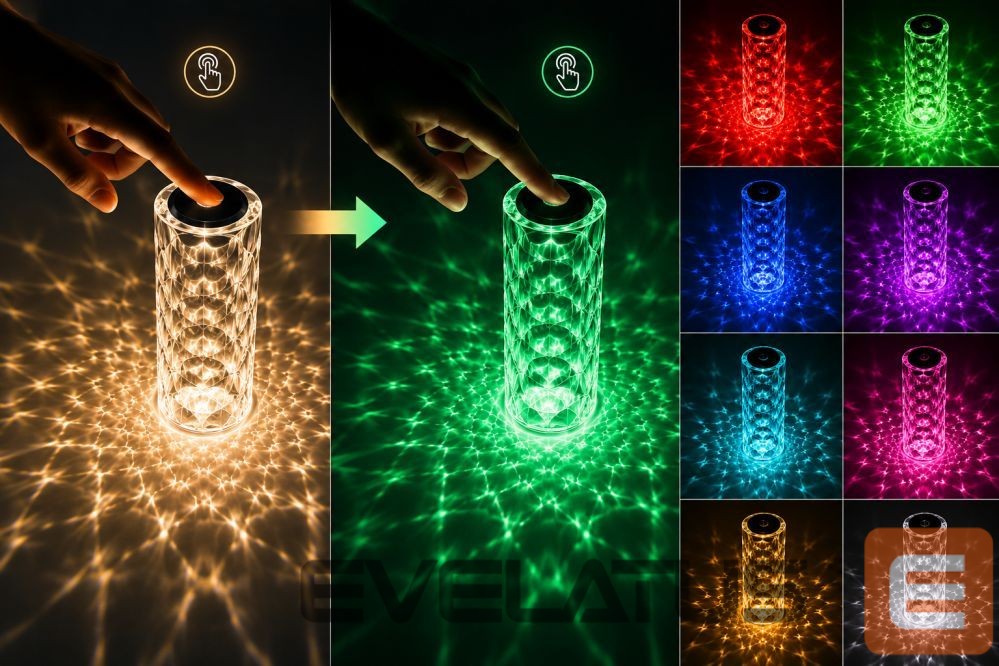 Stalinė lempa iLike Crystal Bubble Touch RGB LED Table Lamp with Bluetooth Speaker