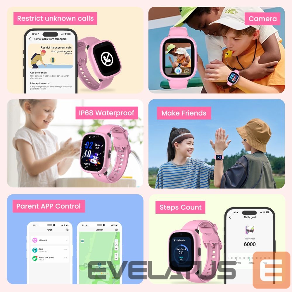 Išmanusis laikrodis LAGENIO K3 4G Kids Smart Watch Pink