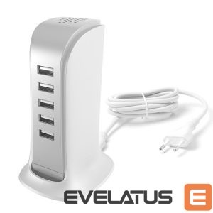 Adapteriai Dudao  5x USB charger with built-in EU power cable white (A5EU) 