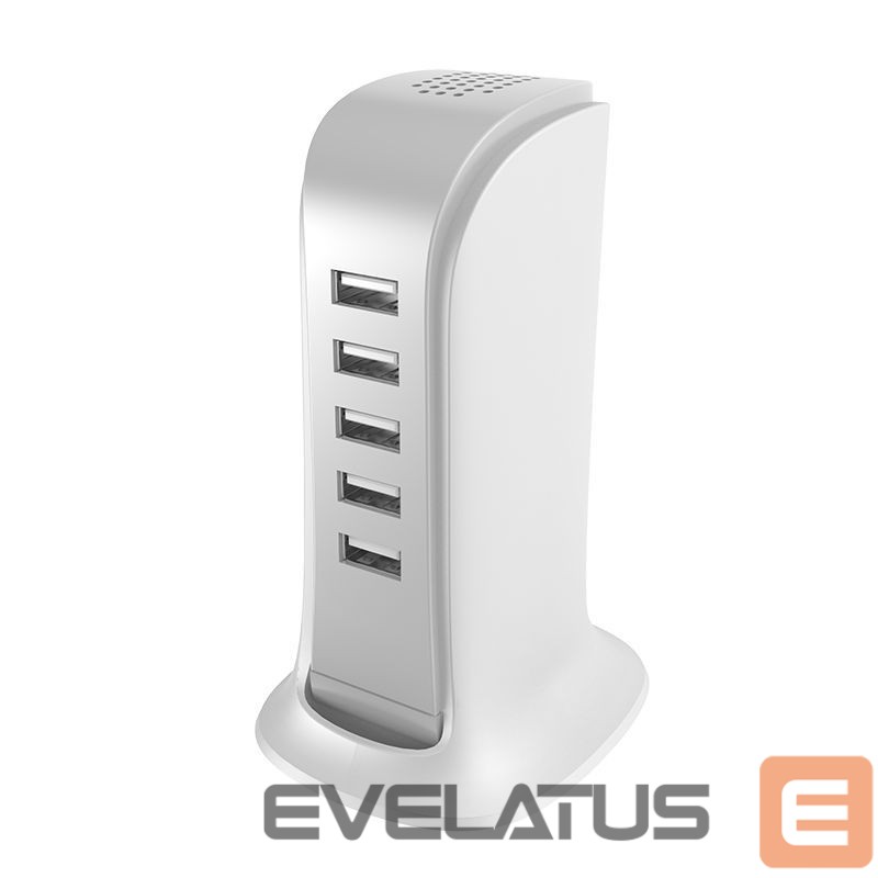 Adapteriai Dudao 5x USB charger with built-in EU power cable white (A5EU)