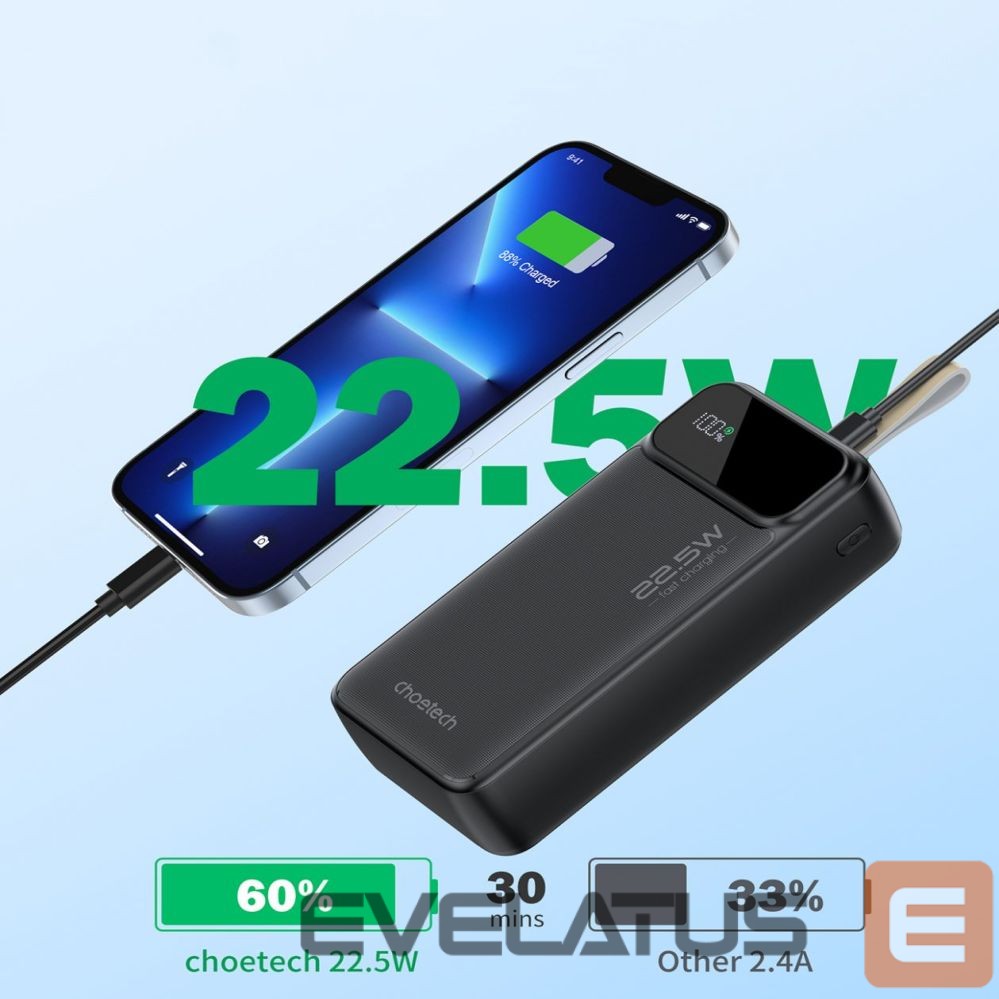 Išorinė baterija Choetech Choetech Power Bank 30000 mAh Black