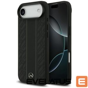 Kitos prekės Mercedes-Benz  Mercedes Leather Laurel Leaves Stripes MagSafe Case for iPhone 17 Air - Black 