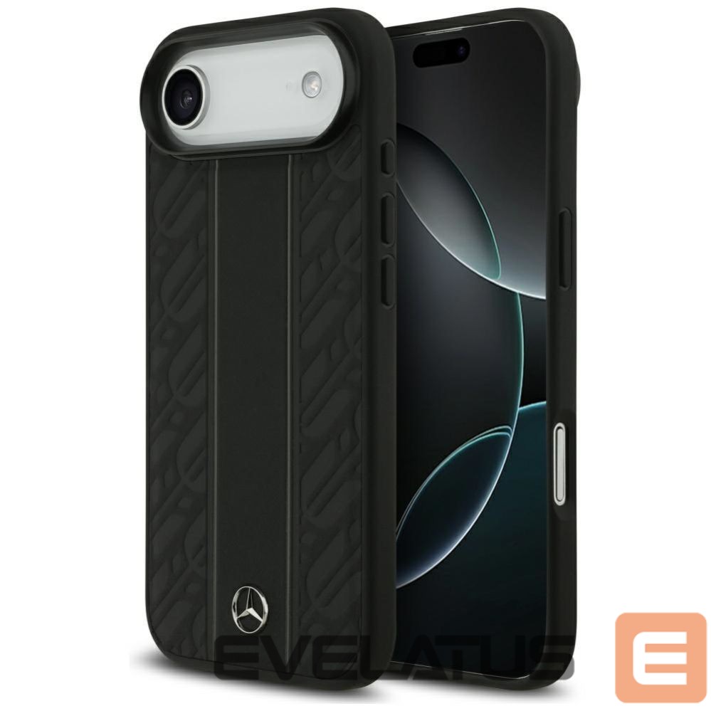 Kitos prekės Mercedes-Benz Mercedes Leather Laurel Leaves Stripes MagSafe Case for iPhone 17 Air - Black