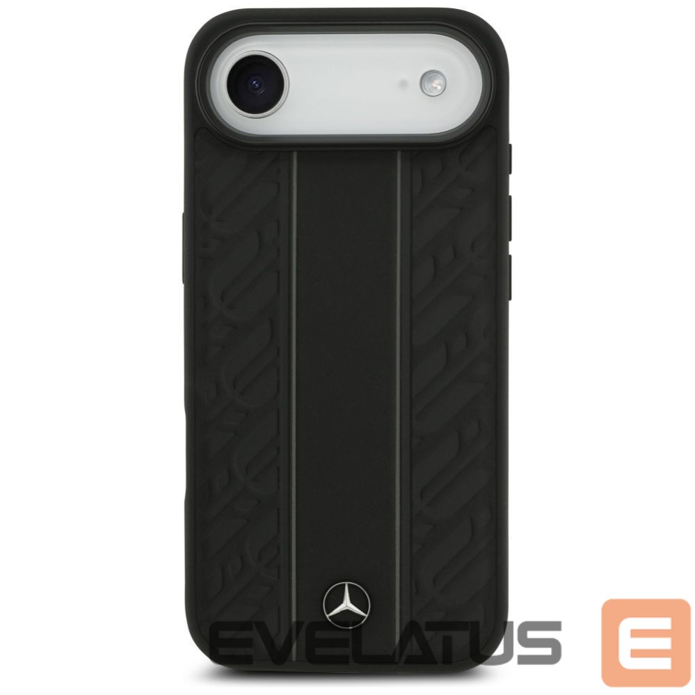 Kitos prekės Mercedes-Benz Mercedes Leather Laurel Leaves Stripes MagSafe Case for iPhone 17 Air - Black