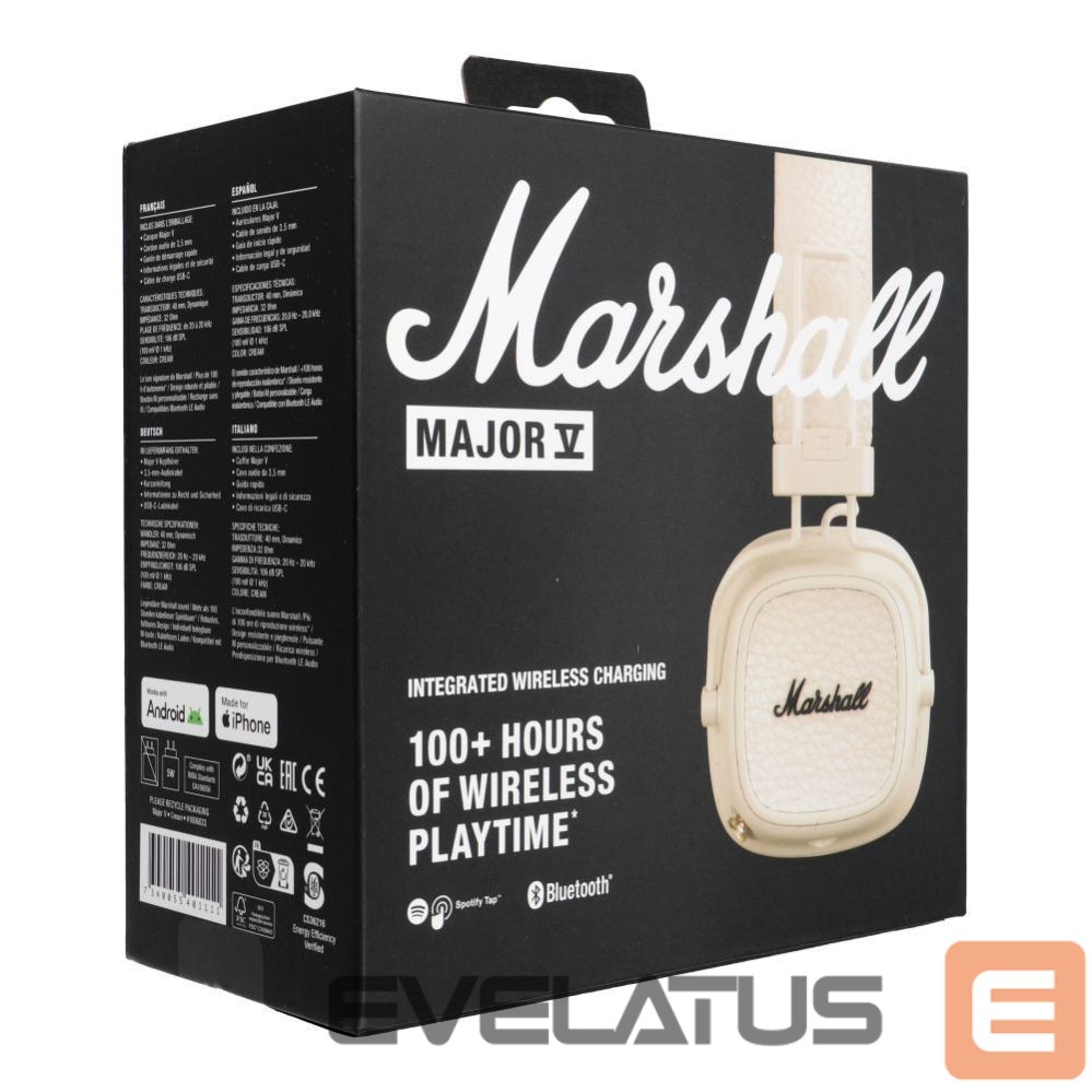 Belaidės ausinės Marshall Wireless headphones Marshall Major V cream