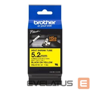 Eksploatacinės medžiagos spausdintuvams Brother  | HSe-611E Heat shrink tube | Black On Yellow | TZe | Roll (0.52 cm x 1.5 m) | 0.52 x 150 cm 